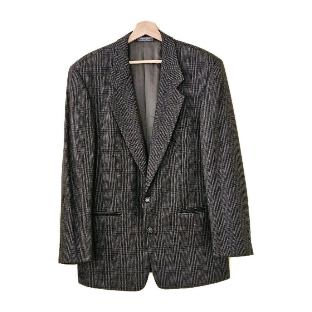 VTG Maranzone Uomo Blazer Men US 42 Wool Plaid Lined Union Made 2B Ventless FLAW